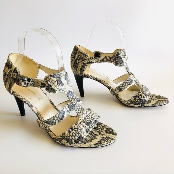 Via Spiga Hilda Snake Embossed T-Strap Sandal - Picture 4 of 14